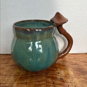 Unique Ceramic Mug with Mushroom Handle